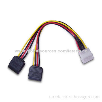 SATA Power Cable, UL/CE/CB Mark, RoHS Directive-compliant, PBT and LCP Housing